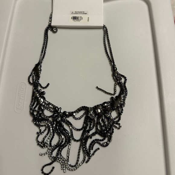 NWT Express Draped Fringe Chain Necklace in black - Picture 5 of 10